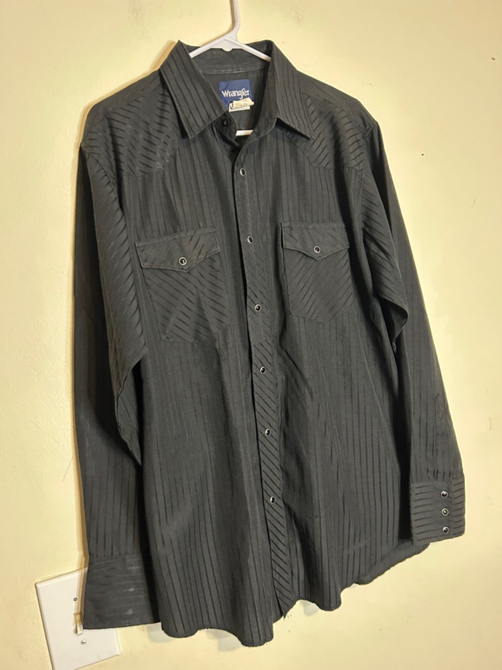 Wrangler Black Pinstripe Western-Style Shirt